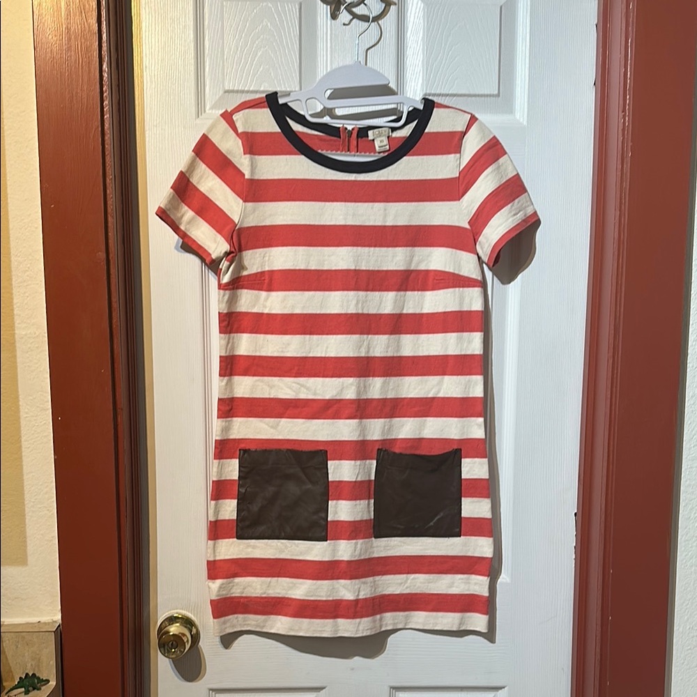 J. Crew Red and Cream Striped Dress